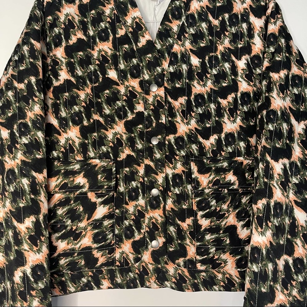Rachel Comey x Target Green / peach Animal Print Cropped Quilted Jacket Size XL - Picture 6 of 6